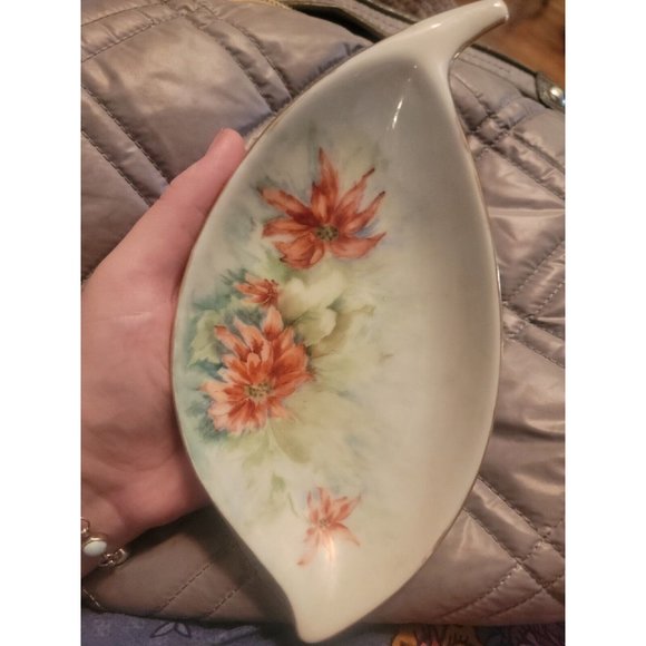 Handpainted And Signed J. Kirby 1967 Limoges Dresser Tray Charger Poinsettia - Picture 1 of 10